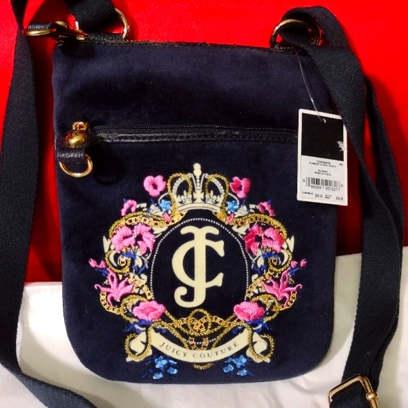 Juicy Couture Velvet Crossbody 🛍️ Other - Juicy Couture Cobalt Blue Embroidered crossbody 🛍️